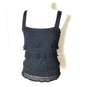 White House Black Market Black Knit Lace Tiered S
